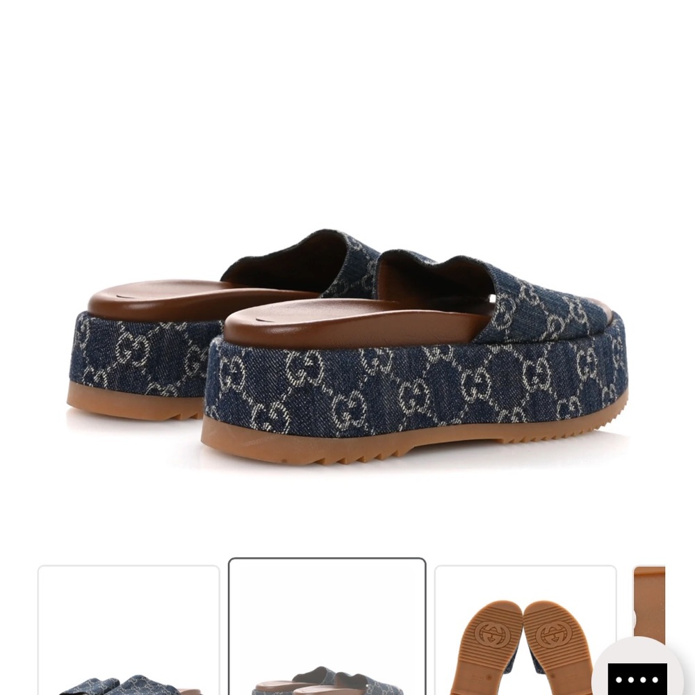 Gucci Denim Logo Slide Sandals. Size 8 - Picture 5 of 7